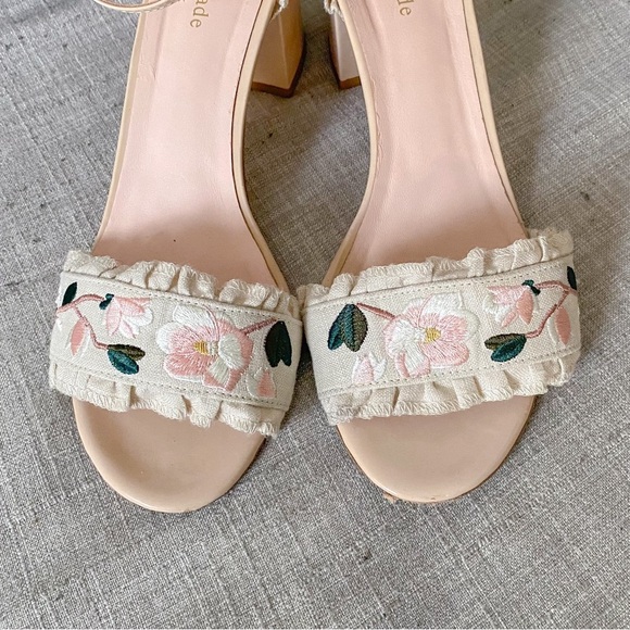 Kate Spade Floral Embroidered Heeled Sandals - Picture 3 of 10